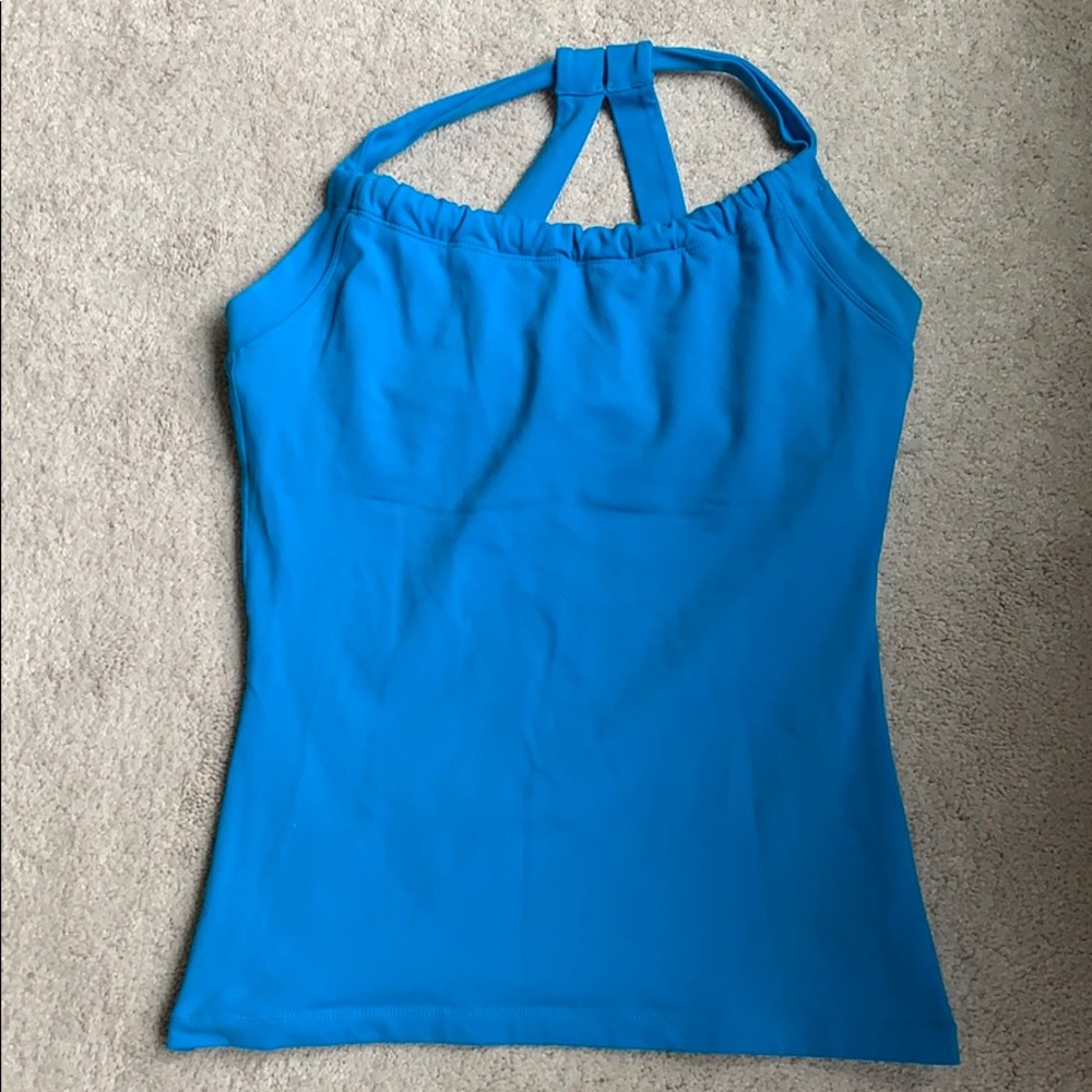 Prank- aqua tank top with shelf bra- size small